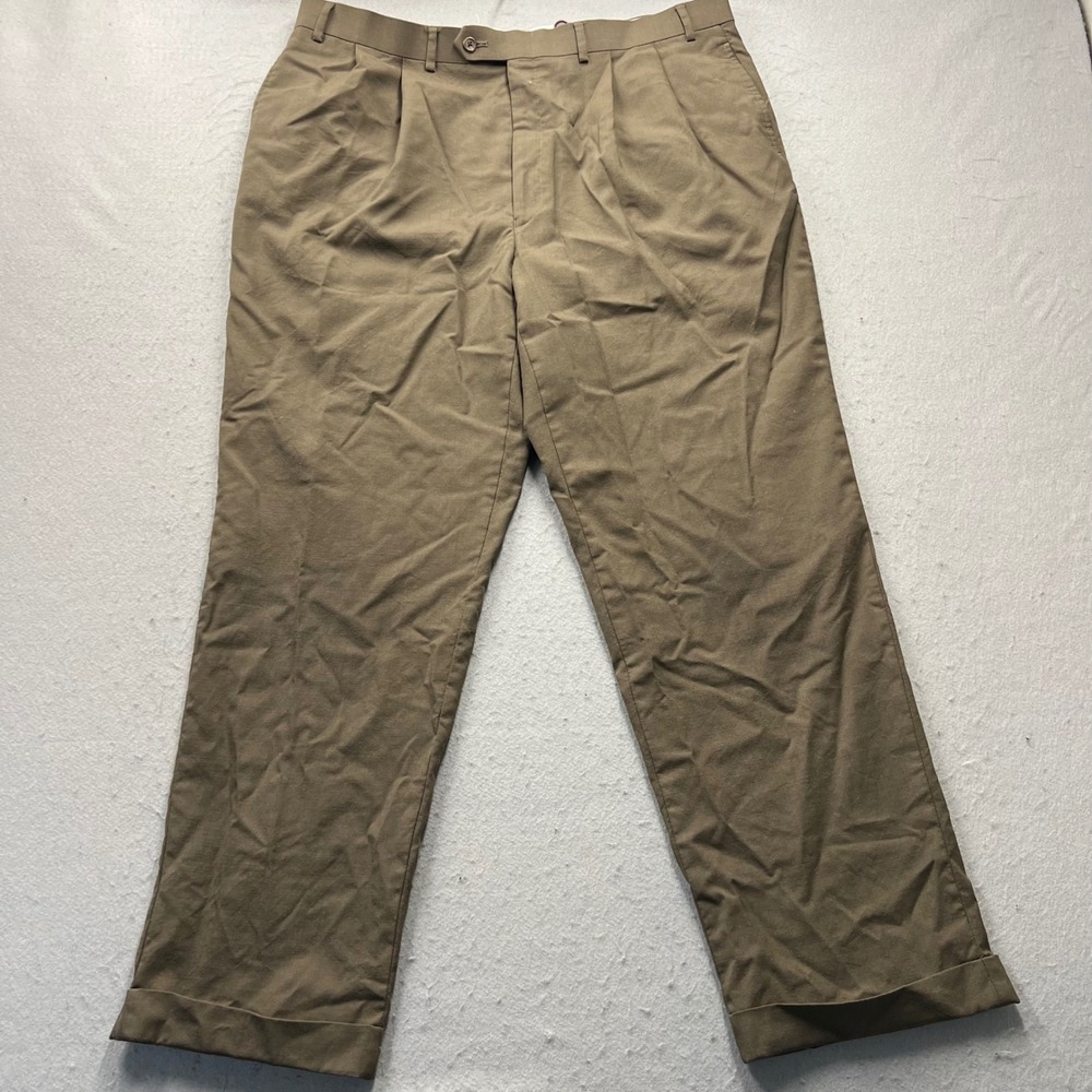 Lauren Ralph Lauren Mens 40x29 Wool Pleated Cuffed Dress Pants Brown‎ 40W 32L